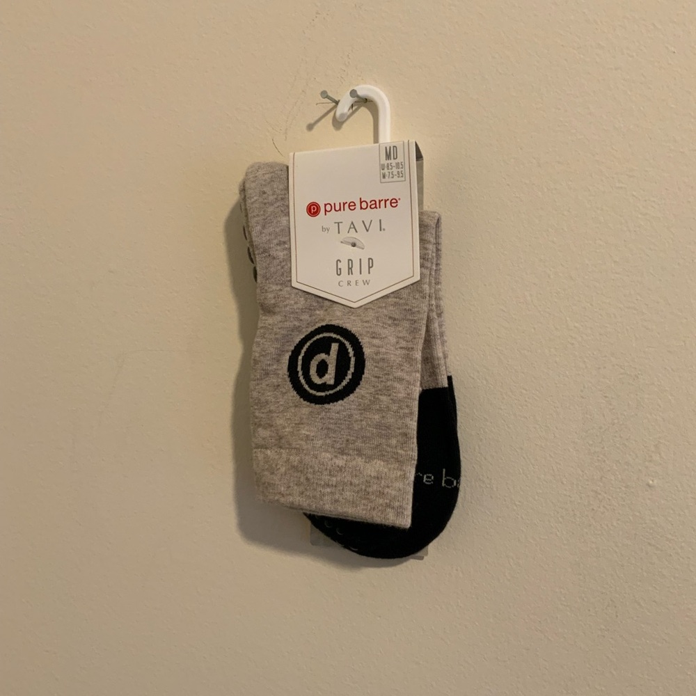 Pure Barre Athletic Grip Socks - Gray and Black Medium